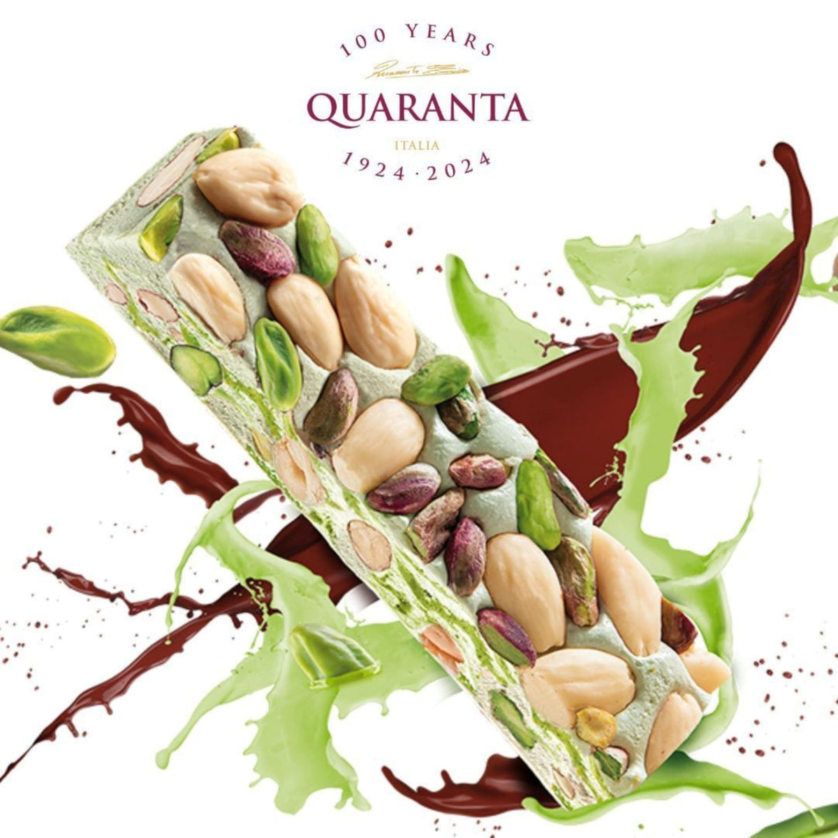 Quaranta Italian Nougat Traditional 5 Pack – Soft Torrone Bars with Pistachio, Almond & Hazelnut – Gluten-Free, GMO-Free, Palm Oil-Free