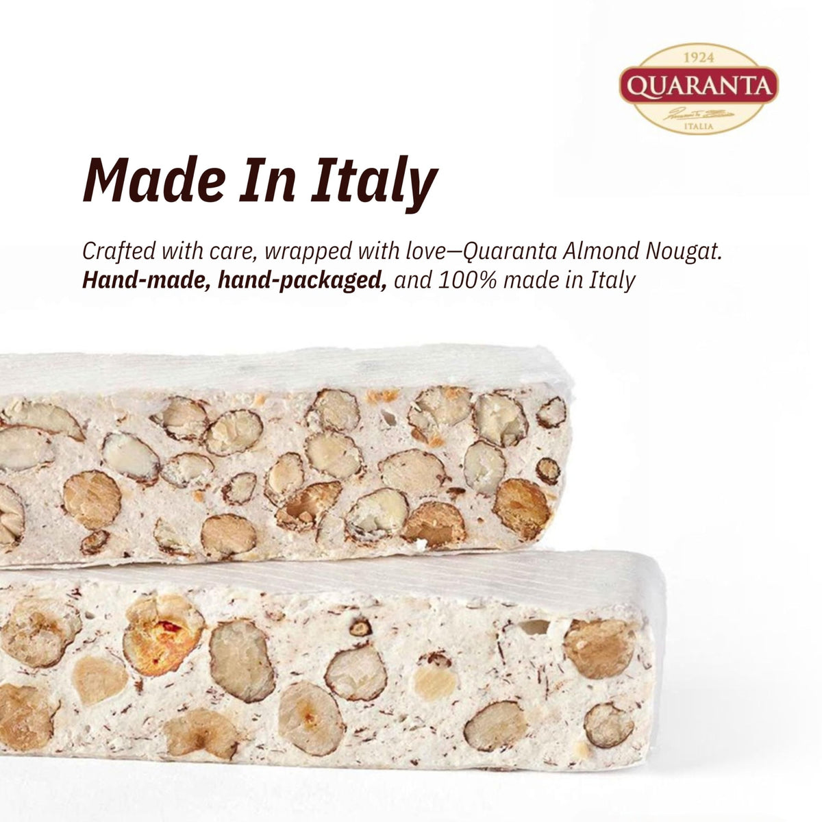 Quaranta Italian Nougat Traditional 5 Pack – Soft Torrone Bars with Pistachio, Almond & Hazelnut – Gluten-Free, GMO-Free, Palm Oil-Free