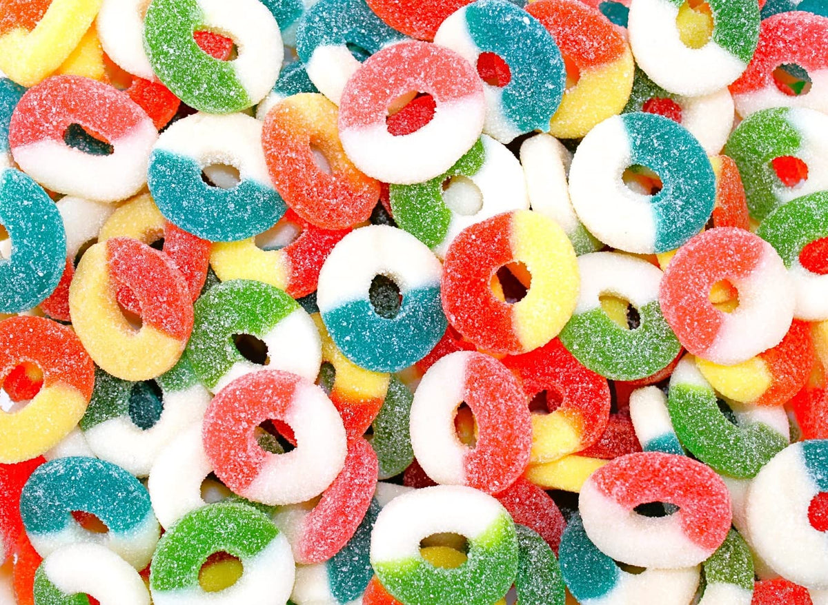 Queen City Candy Cave Assorted Gummy Rings – Bulk 3 lb, Soft Sugar-Dusted Gourmet Candy