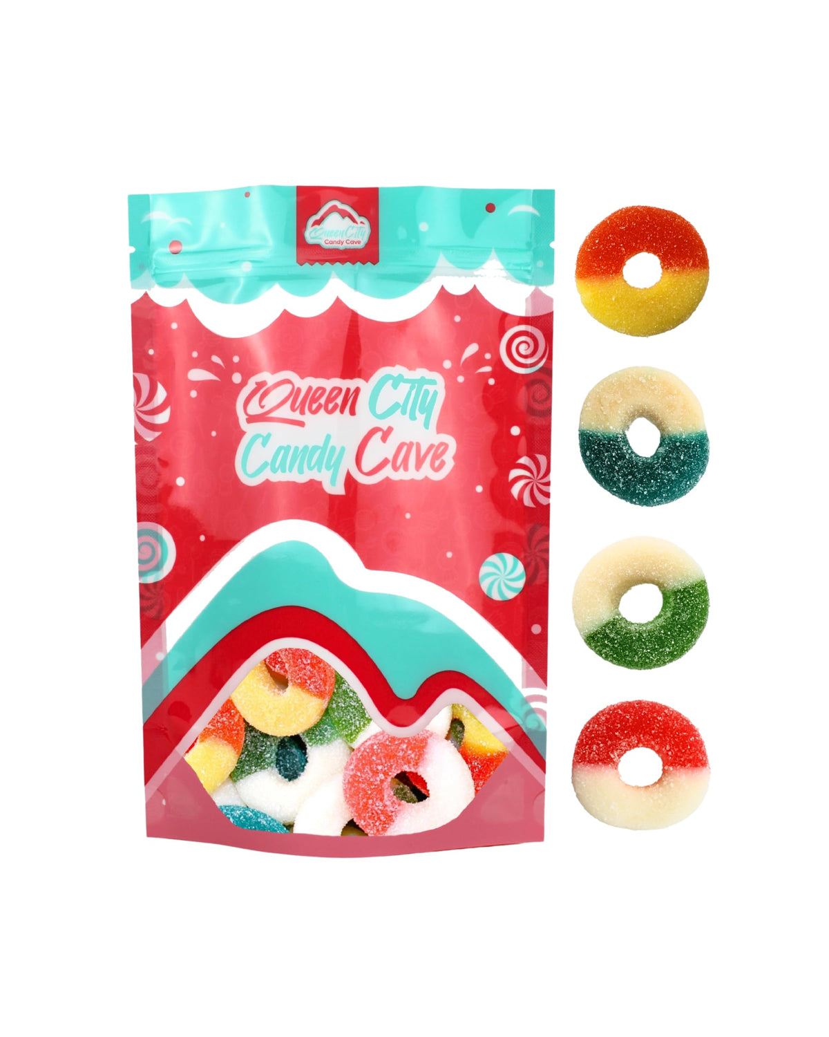 Queen City Candy Cave Assorted Gummy Rings – Bulk 3 lb, Soft Sugar-Dusted Gourmet Candy