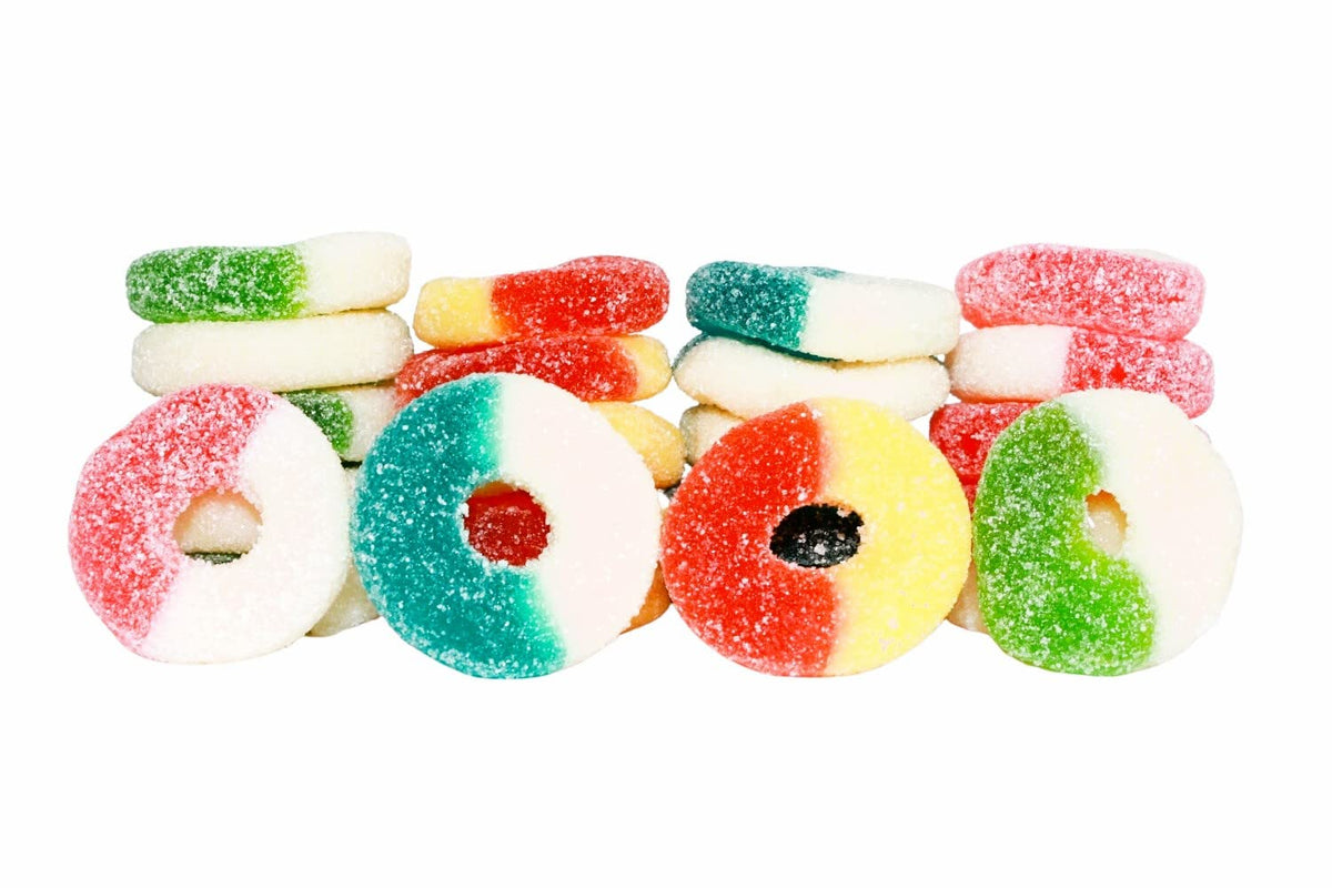 Queen City Candy Cave Assorted Gummy Rings – Bulk 3 lb, Soft Sugar-Dusted Gourmet Candy