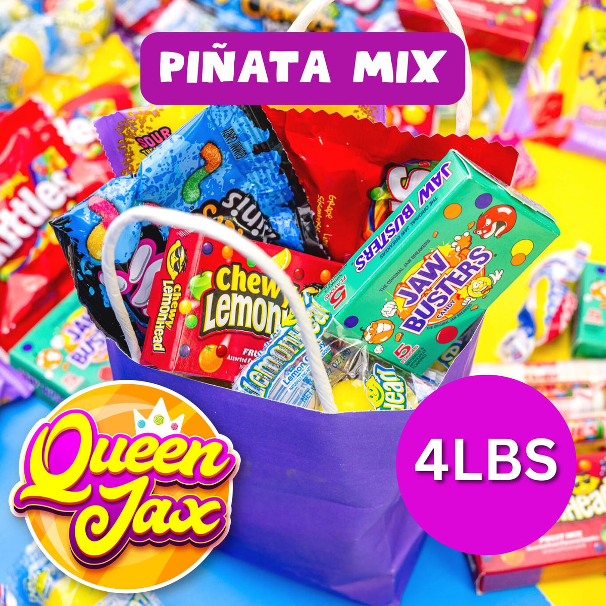 QUEEN JAX Pinata Candy Mix — 4 lb Assorted Candy Variety Pack, Individually Wrapped