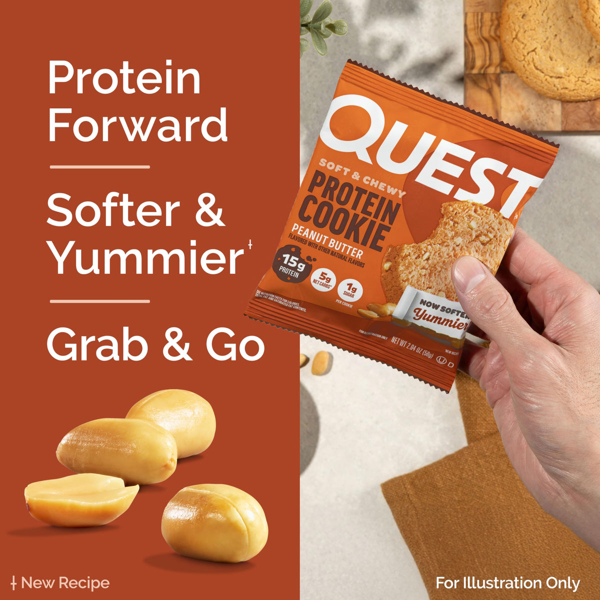 Quest Peanut Butter Protein Cookie – 15g Protein, 1g Sugar, 5g Net Carbs, 12 Count