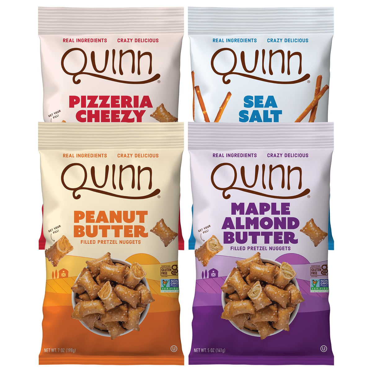 Quinn Pretzel Nuggets Quinntessential Pack — 4 Flavors, Gluten Free, Vegan, Non-GMO