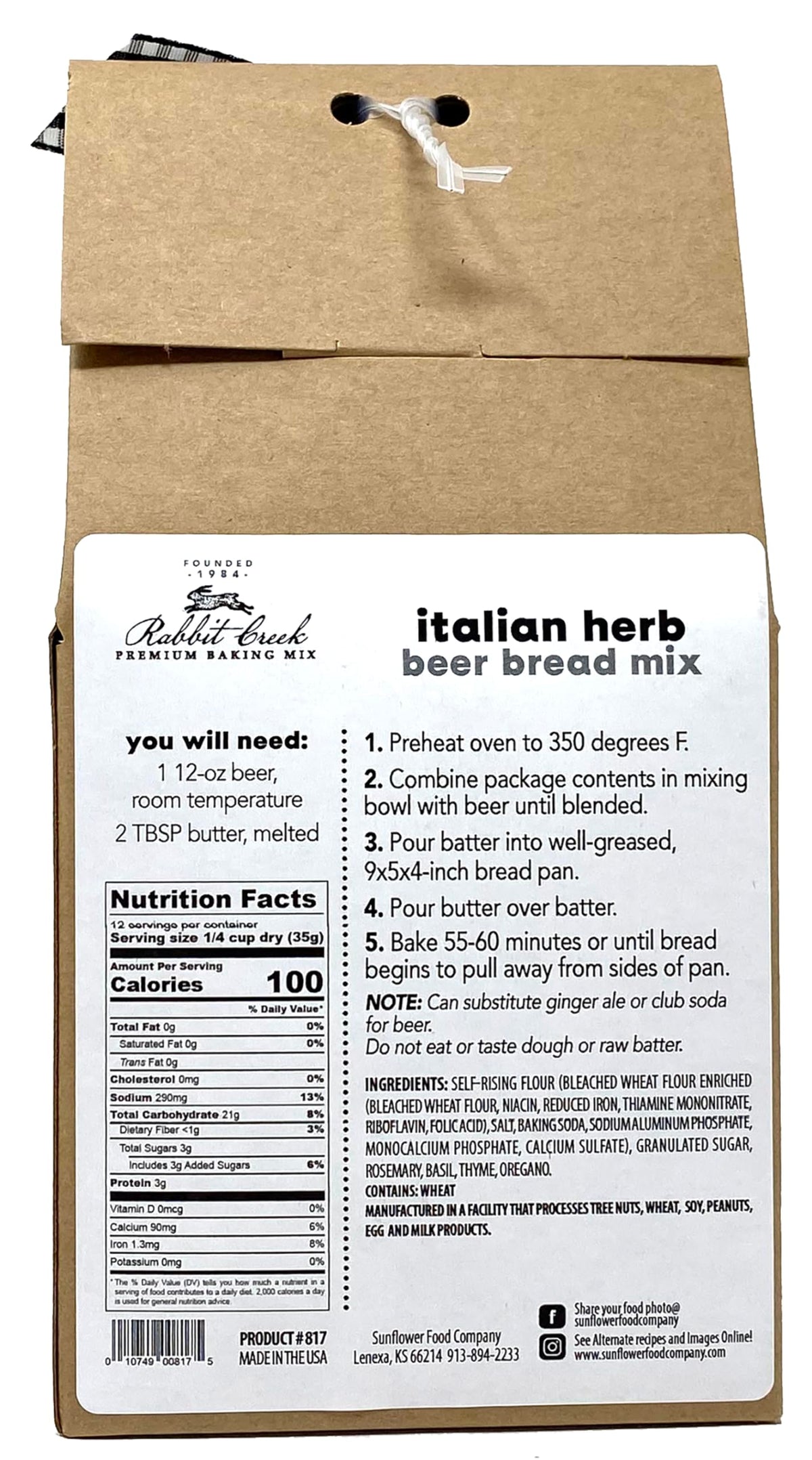 Rabbit Creek Beer Bread Mix Variety Pack of 2 – Classic & Italian Herb, Easy to Make