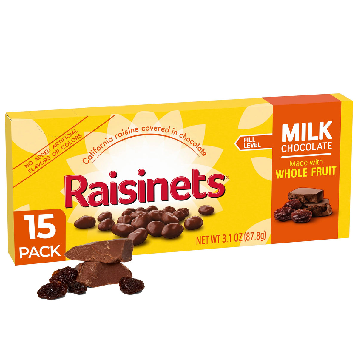 Raisinets Milk Chocolate Covered Raisins – Gluten-Free California Movie Theater Candy, 3.1 oz, 15 Pack