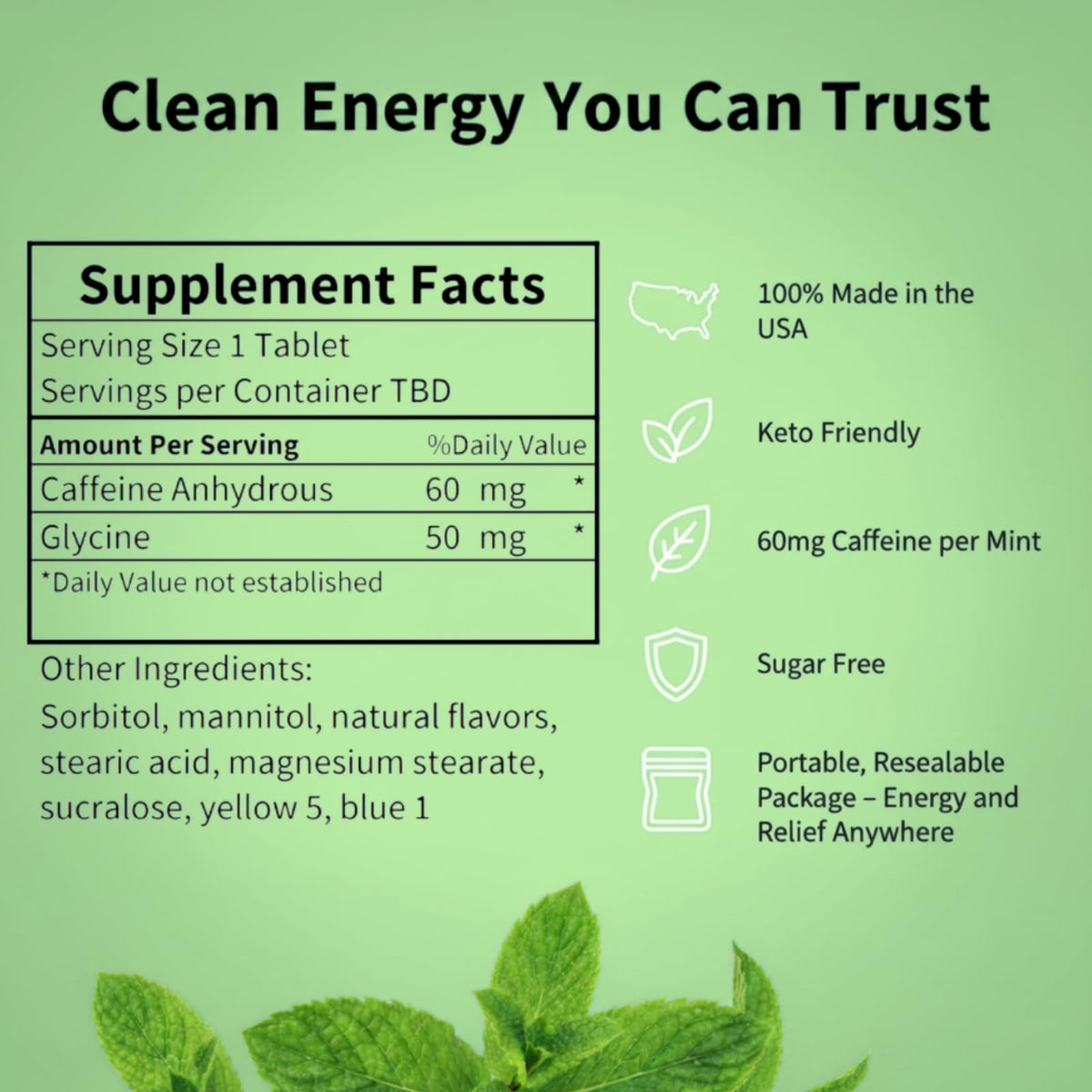 Rally Energy Caffeine Mints — 60mg Caffeine, 0 Sugar, Fresh Breath, 6-Pack (60 Mints)