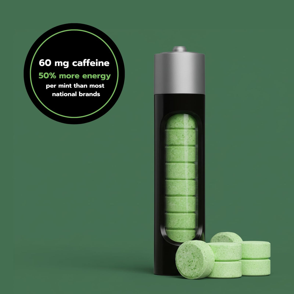 Rally Energy Caffeine Mints — 60mg Caffeine, 0 Sugar, Fresh Breath, 6-Pack (60 Mints)