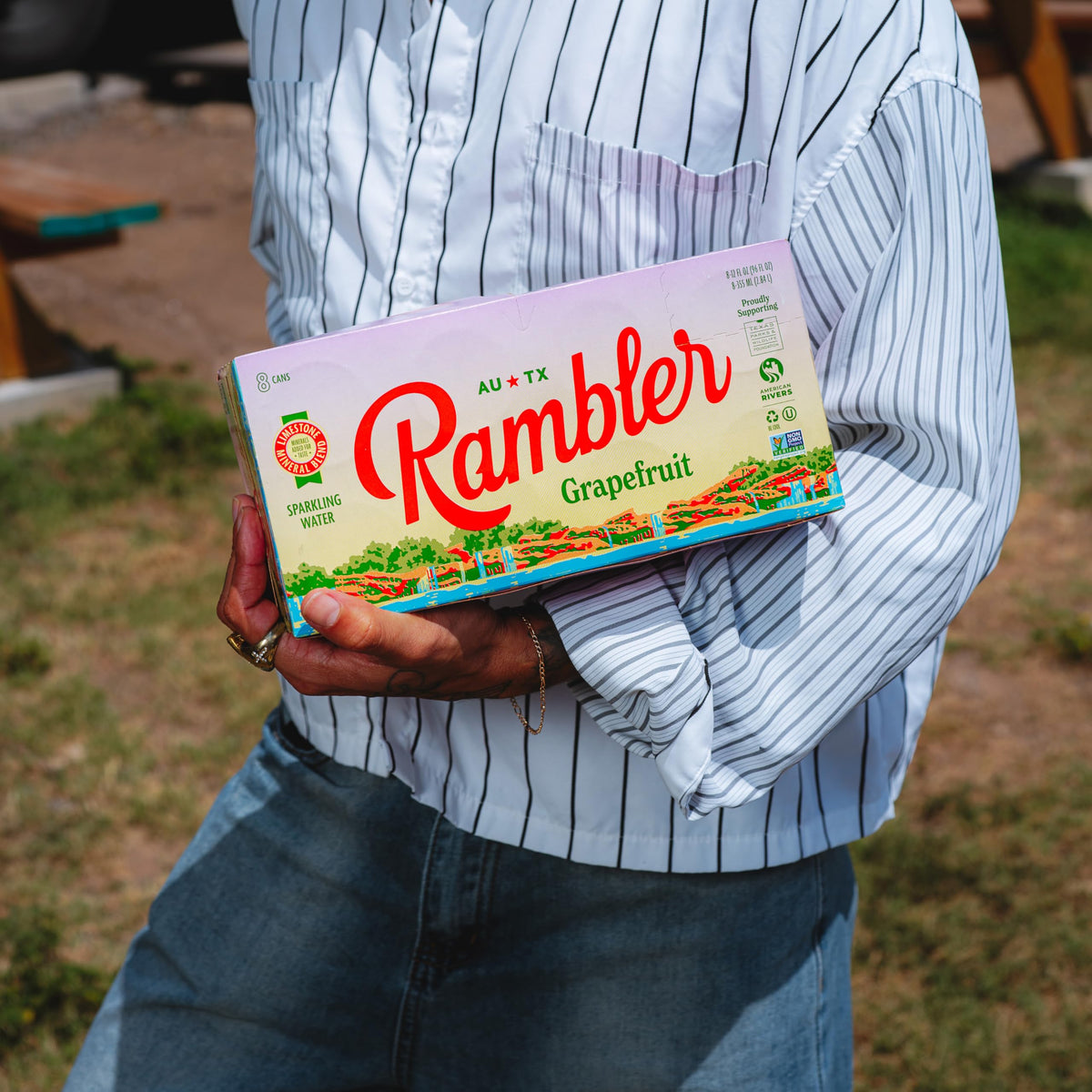 RAMBLER AUTX Sparkling Water Grapefruit Texas Limestone Mineral Blend — 24 Cans (3 x 8-Pack)