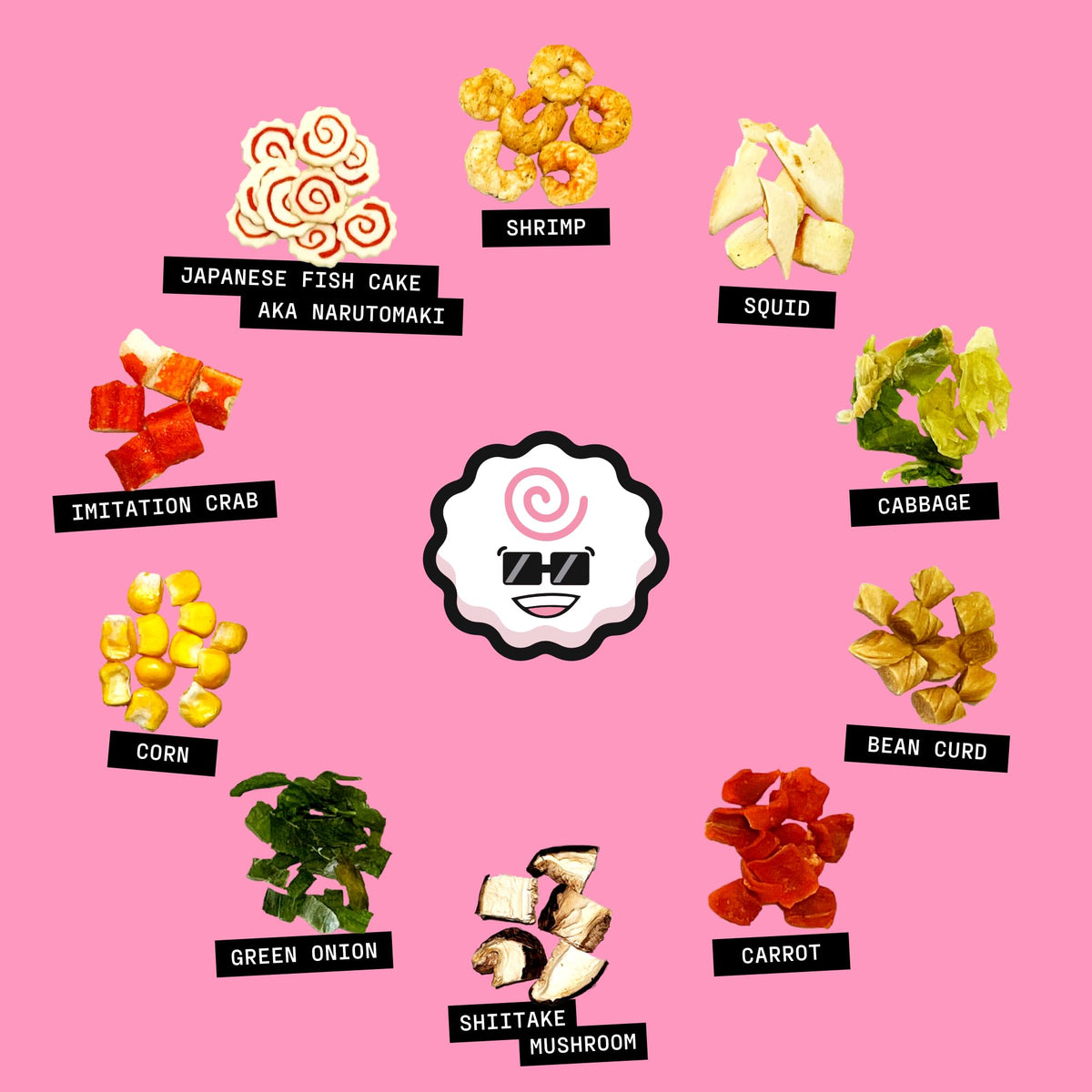 Ramen Bae Classic Seafood & Veggie Mix: Dehydrated Ramen Toppings, Low Fat & Low Sodium