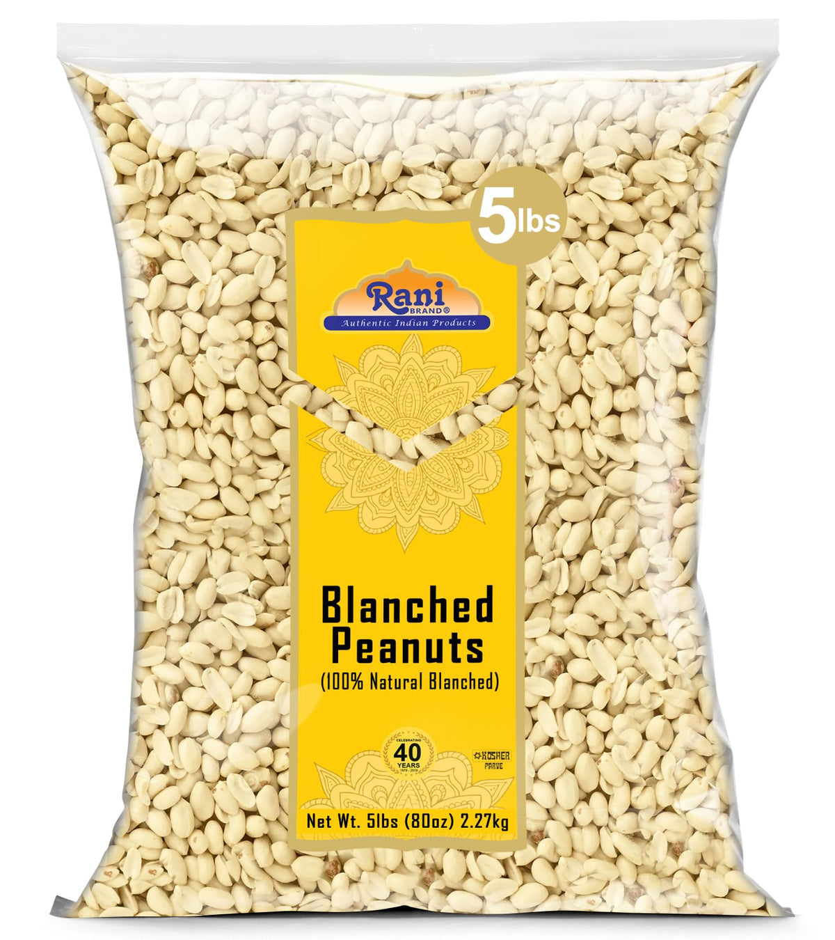 Rani Brand Skinless Blanched Peanuts — 80oz Bulk (5 lbs) USA