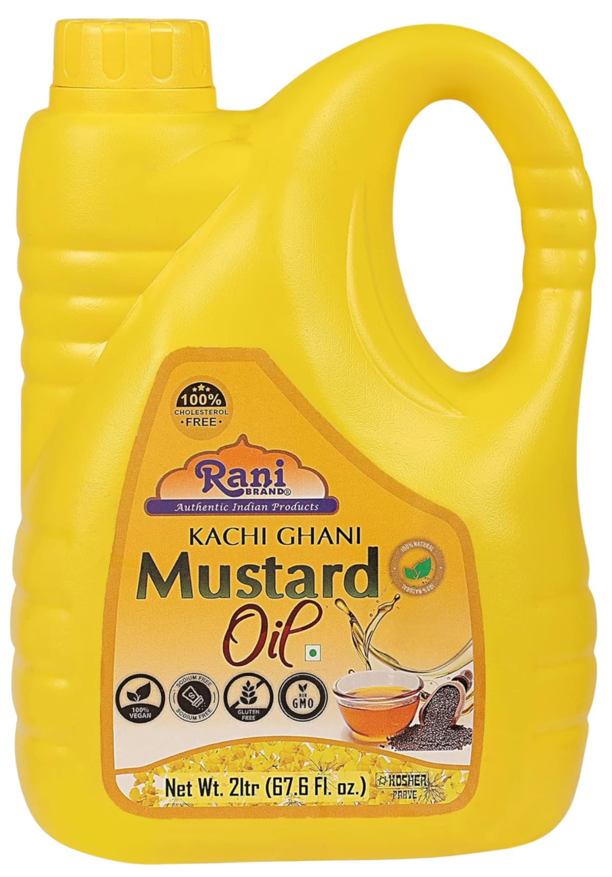 Rani Mustard Oil (Kachi Ghani) 2L – Pure, Non-GMO, Kosher, Gluten-Free & Vegan | 100% Natural