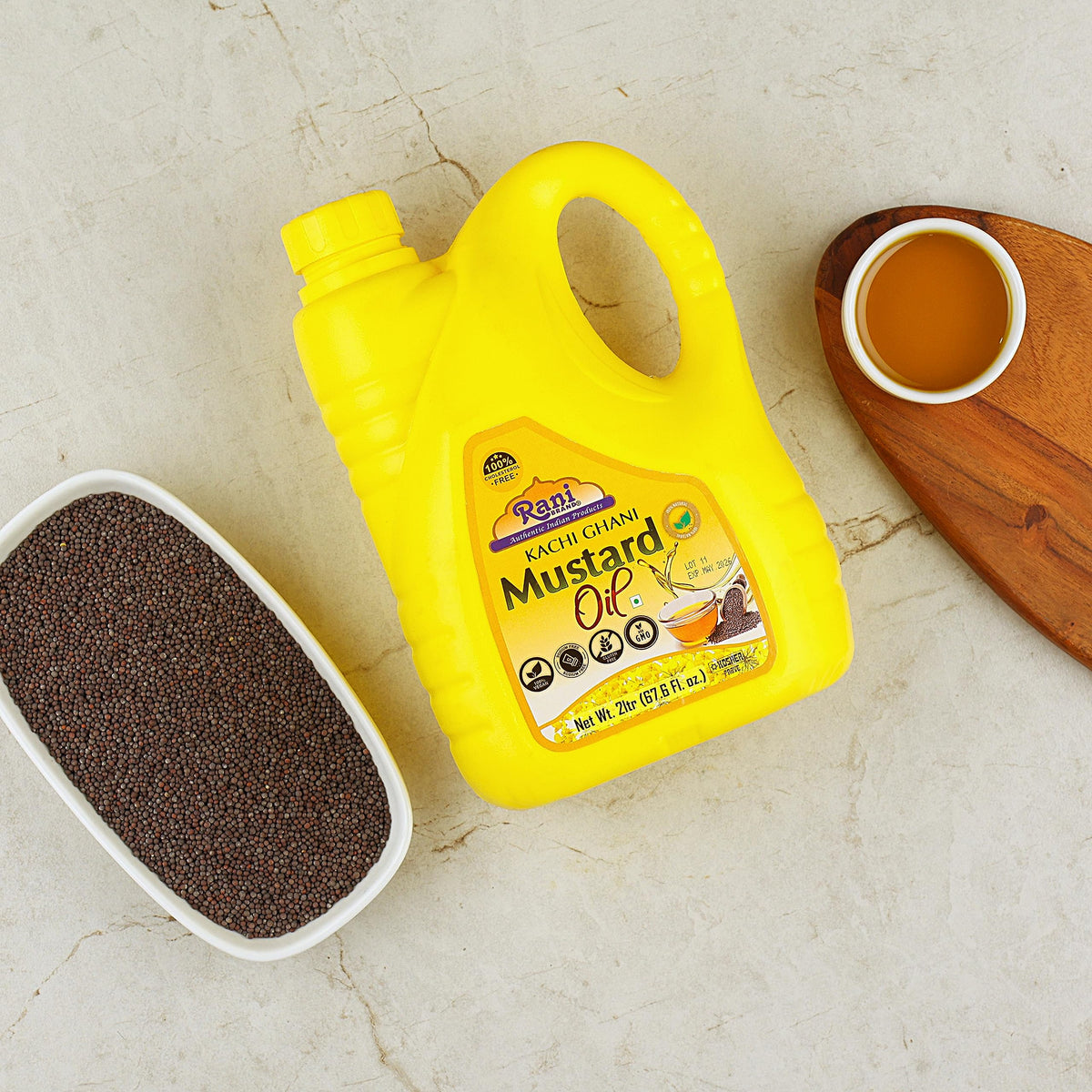 Rani Mustard Oil (Kachi Ghani) 2L – Pure, Non-GMO, Kosher, Gluten-Free & Vegan | 100% Natural