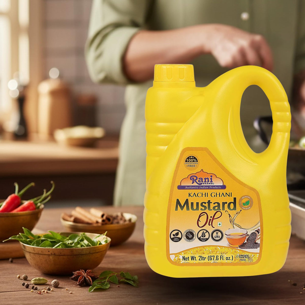 Rani Mustard Oil (Kachi Ghani) 2L – Pure, Non-GMO, Kosher, Gluten-Free & Vegan | 100% Natural