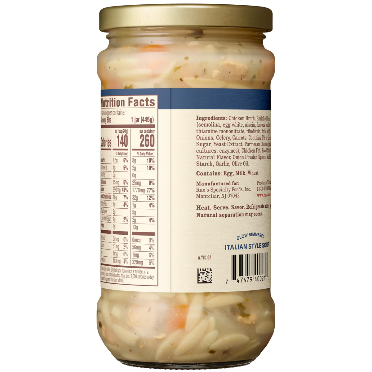 Rao's Made For Home Chicken & Orzo Soup — 6-Pack, Restaurant-Quality Italian Soup