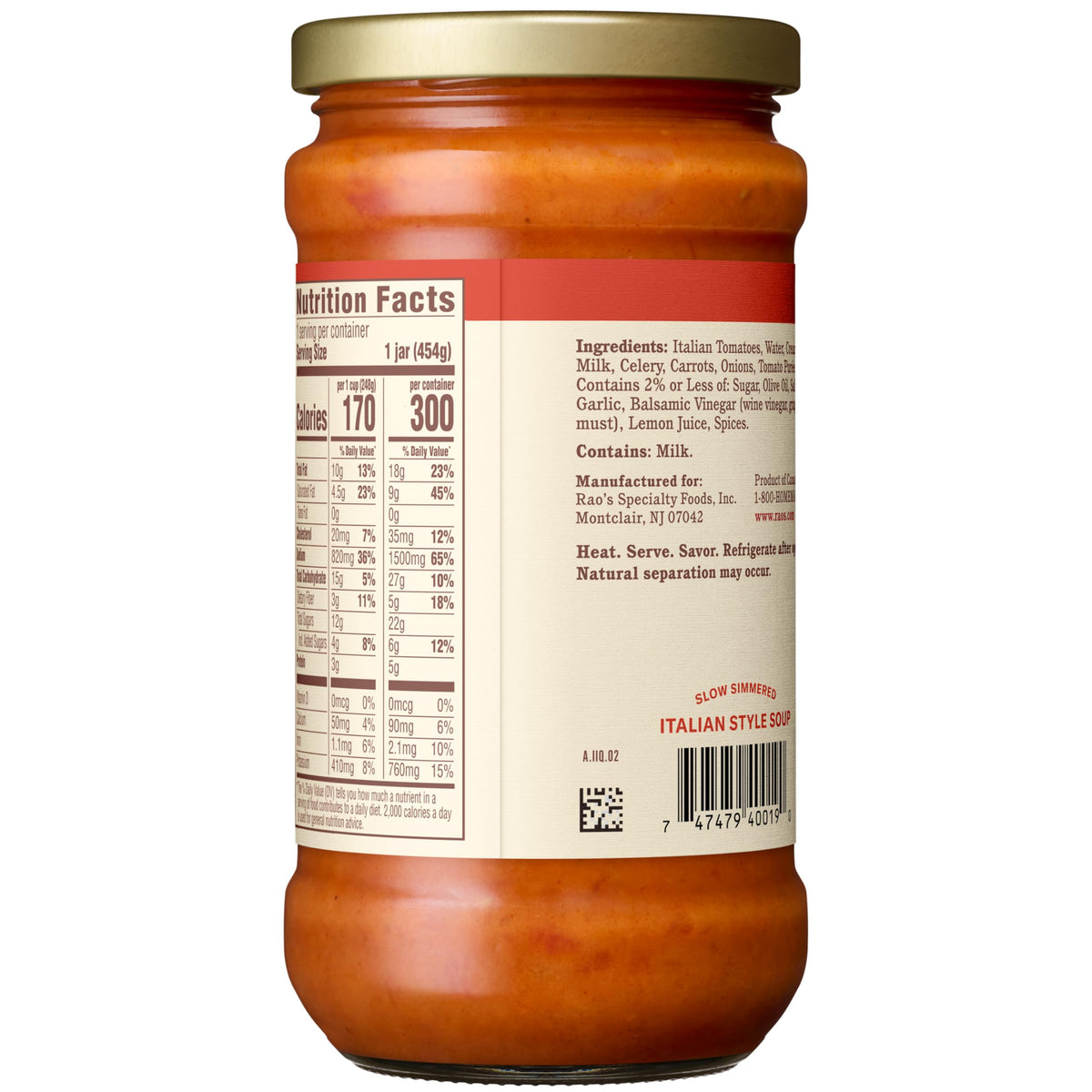 Rao's Made For Home Creamy Tomato Soup, 16 oz (Pack of 6) – Premium Italian-Style Soup