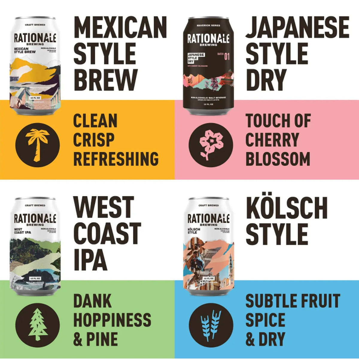 Rationale Brewing Non Alcoholic Variety 12 Pack – Premium Craft NA Beer (12oz Cans)