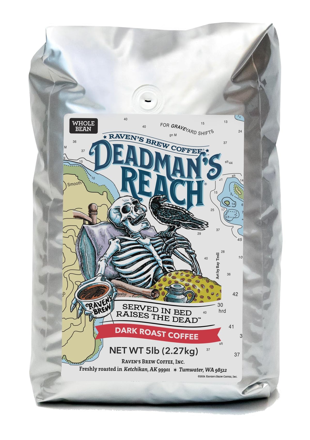 Raven's Brew Deadman's Reach 5lb | High Caffeine Dark Roast Whole Bean