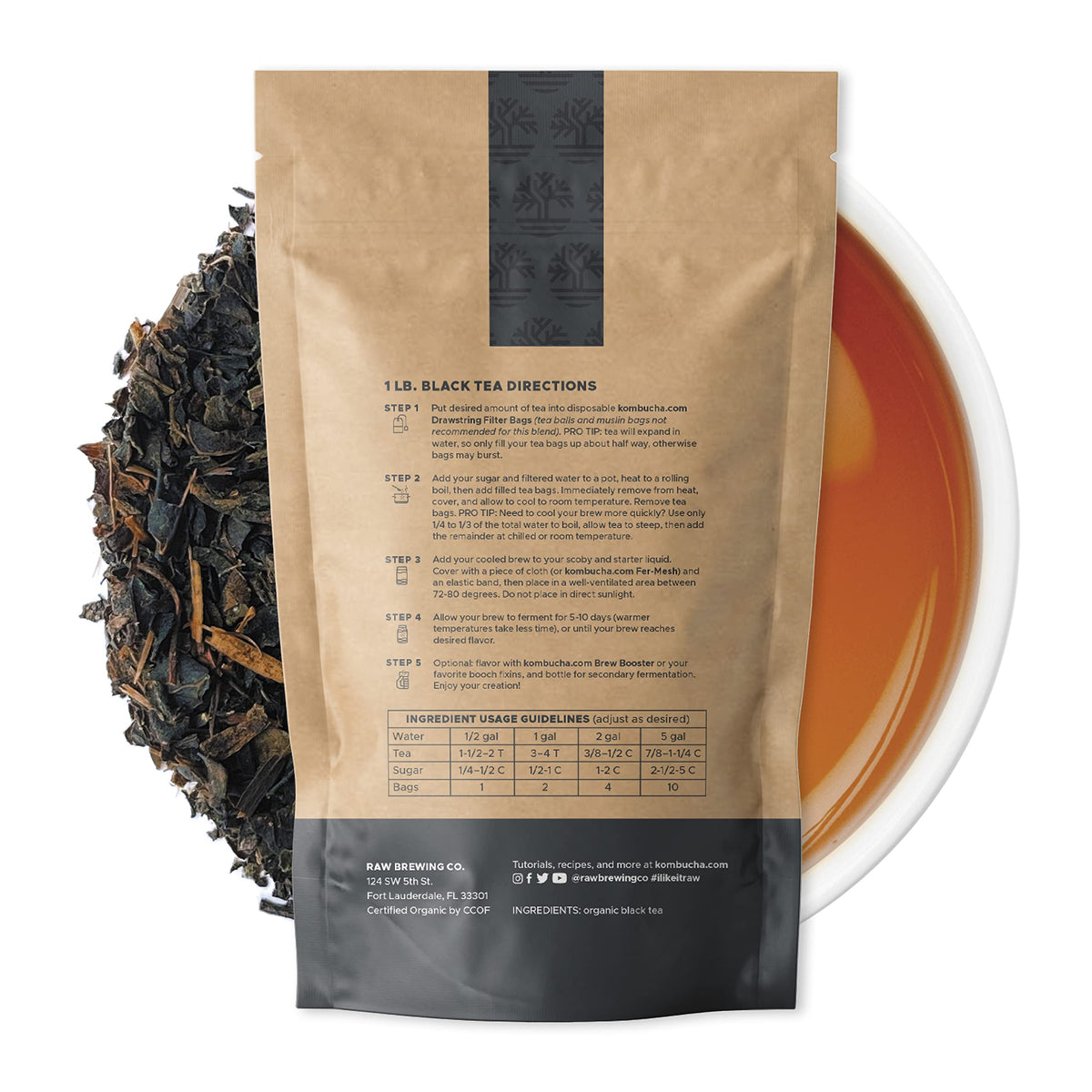 Raw Brewing Company Kombucha Tea Blend — Organic Loose Leaf Black Tea, 8 oz