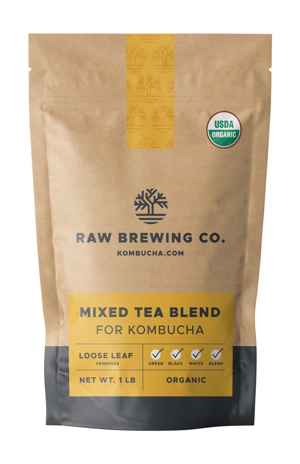 Raw Brewing Co Kombucha.com Certified Organic Loose Leaf Tea – Mixed Tea Blend, 8 oz (Makes Up To 25 Gallons)