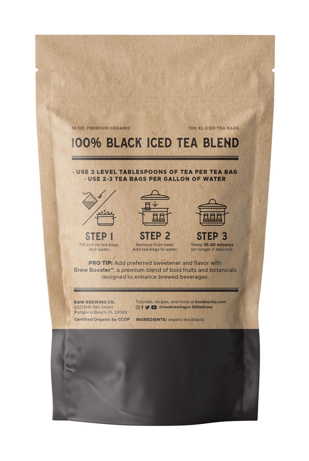 Raw Brewing Co The Southern Standard - Premium Organic Iced Tea Bags (1 lb, Makes 50 Gallons)