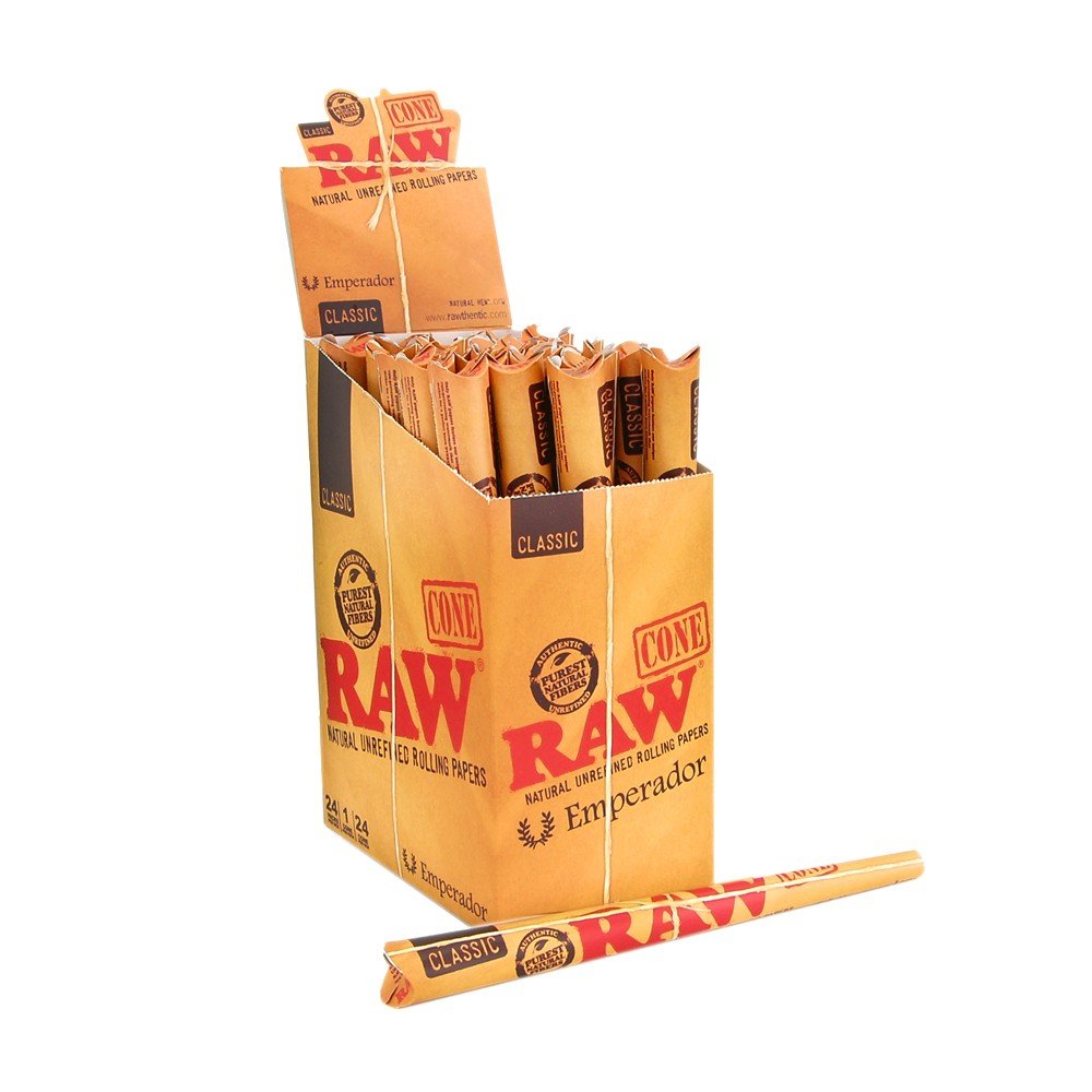 RAW Classic Emperador Cone – Natural Unrefined Prerolled, 24 Count