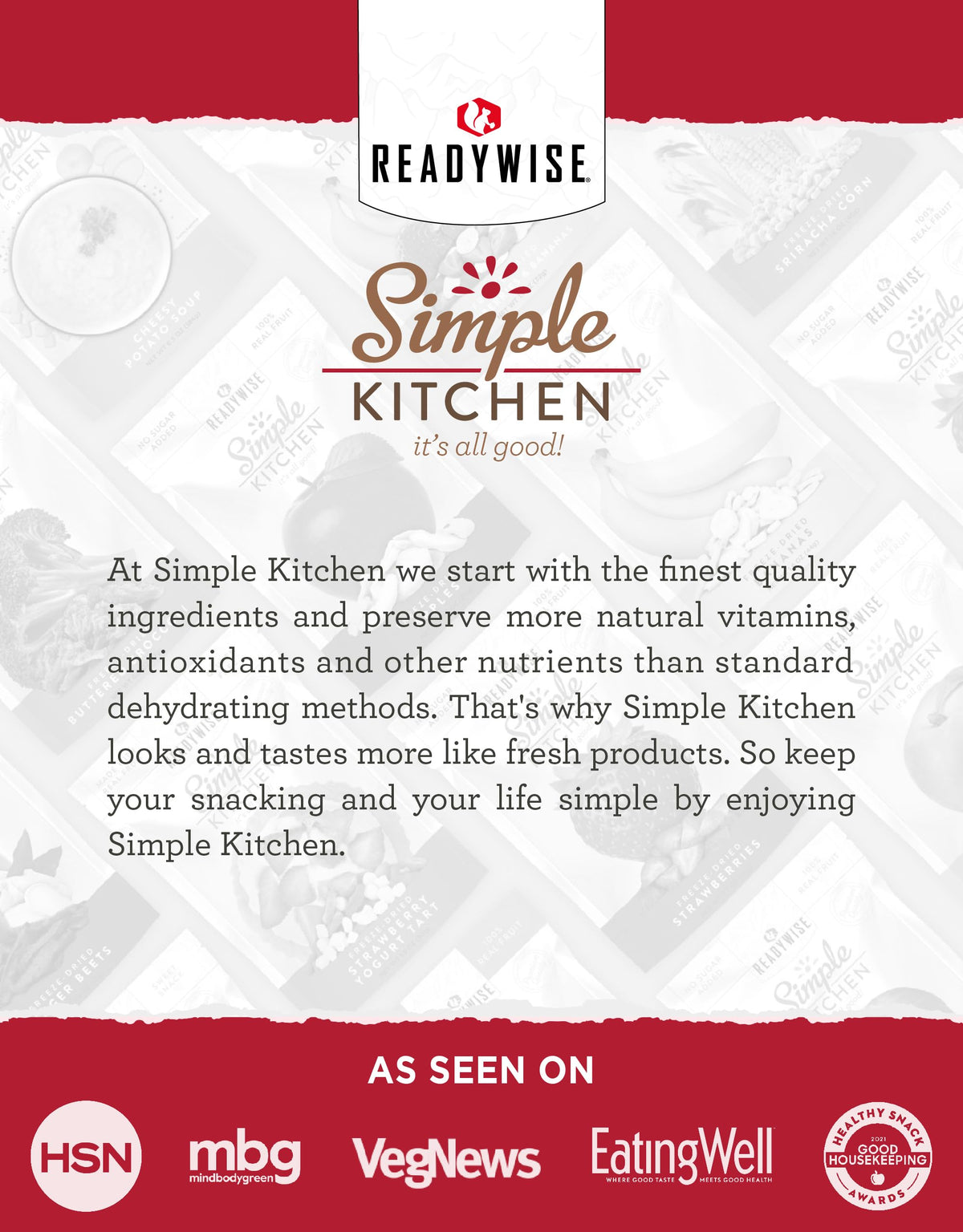 ReadyWise Simple Kitchen Soup Sampler Variety Pack | 64 Servings, Gluten-Free Options, Freeze-Dried Soup Mix