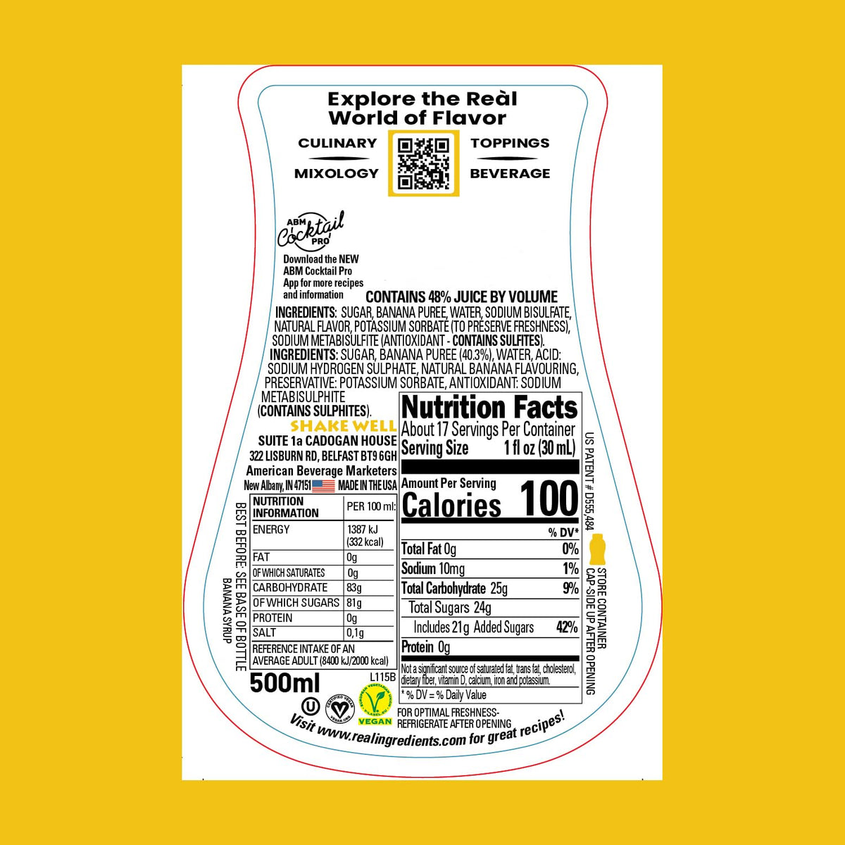Reàl Infused Exotics Banana Puree Syrup – 16.9 fl oz Squeezable (Pack of 3)