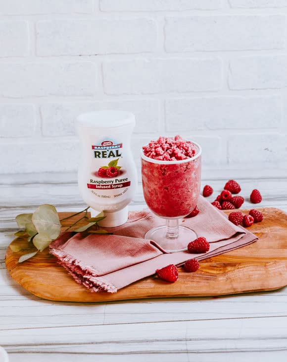 Reàl Infused Exotics Raspberry Puree Syrup – 16.9 fl oz Squeezable (Pack of 3)