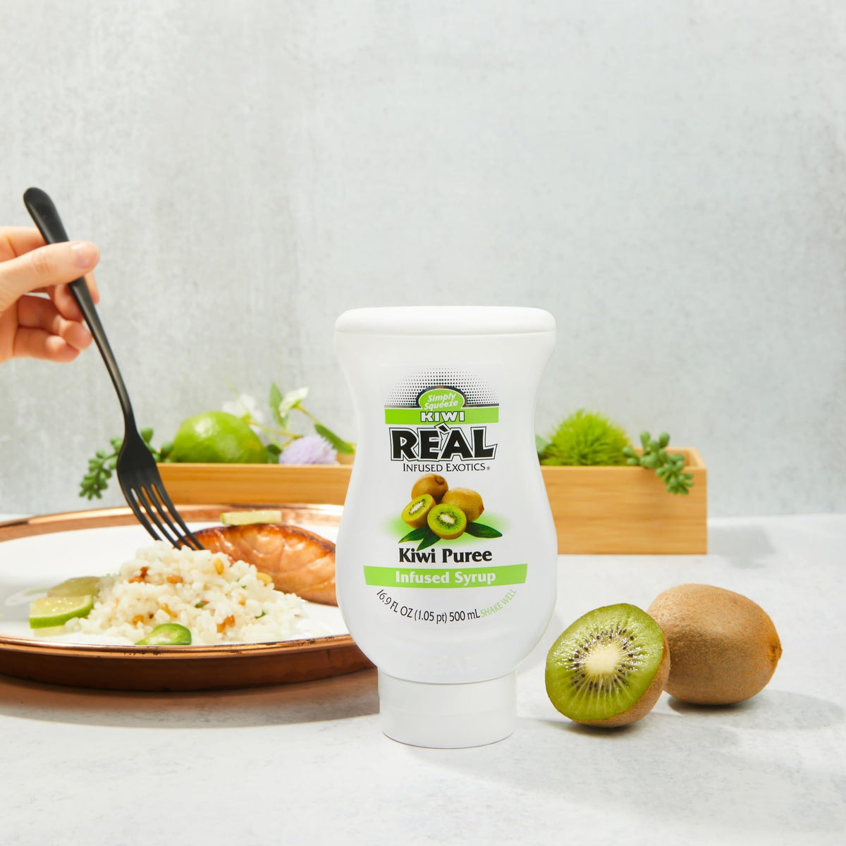 Reàl Infused Exotics Kiwi Puree Infused Syrup – 16.9 fl oz Squeezable Bottle (Pack of 3)