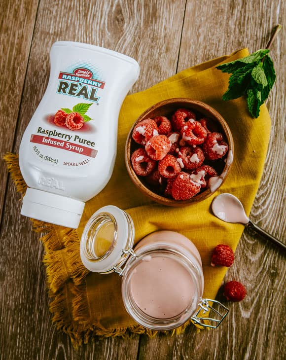 Reàl Infused Exotics Raspberry Puree Syrup – 16.9 fl oz Squeezable (Pack of 3)