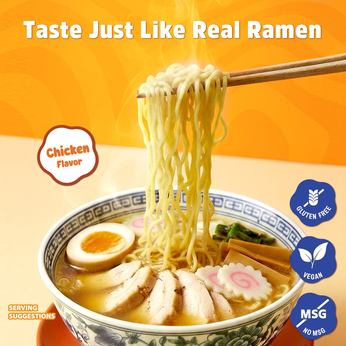 Real Naturals BAMI Gluten Free Ramen Noodles – Chicken Flavor, Vegan, Low Sodium, 6 Pack
