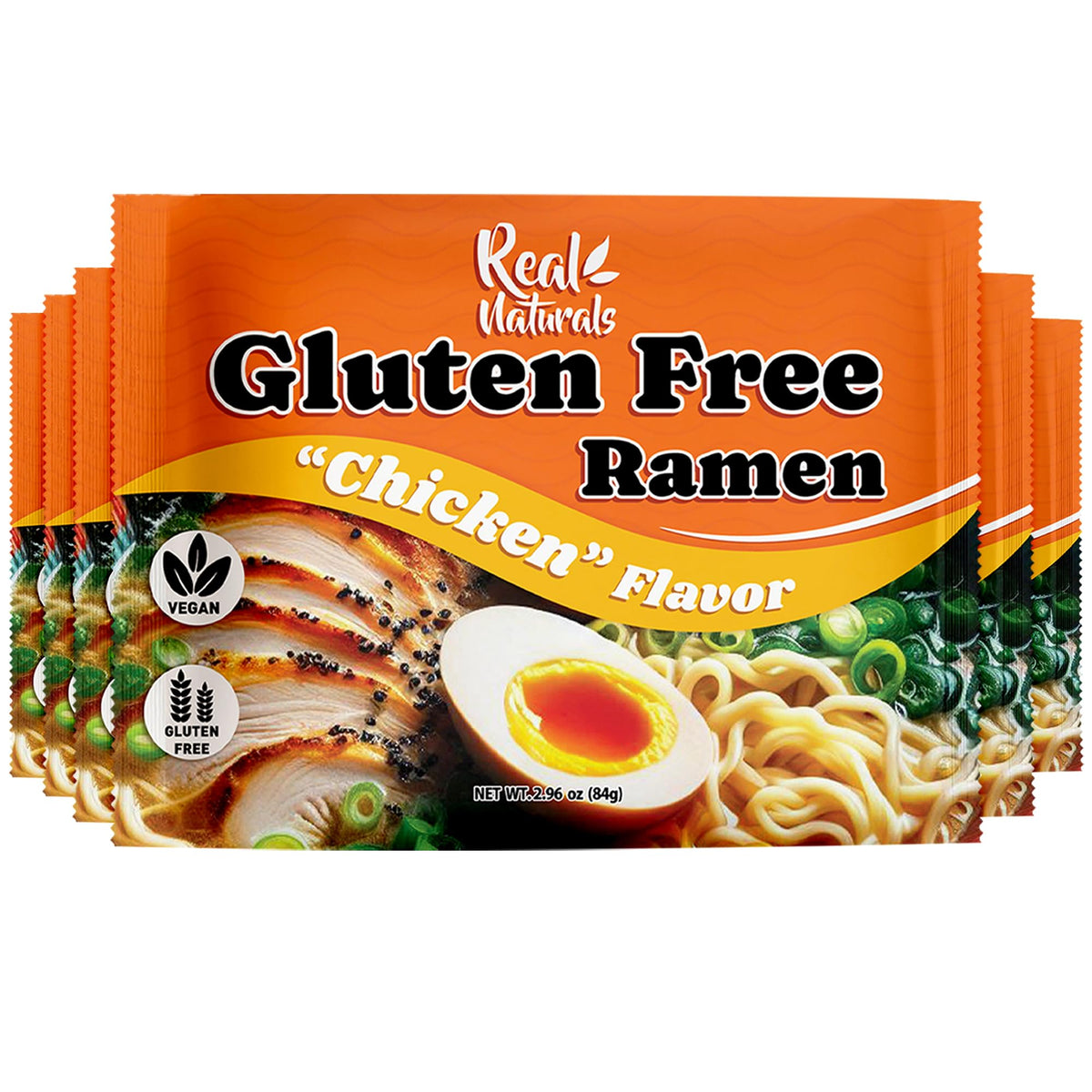 Real Naturals Gluten Free Chicken Ramen Noodles (6-Pack) – Vegan, Low Sodium GF Noodles