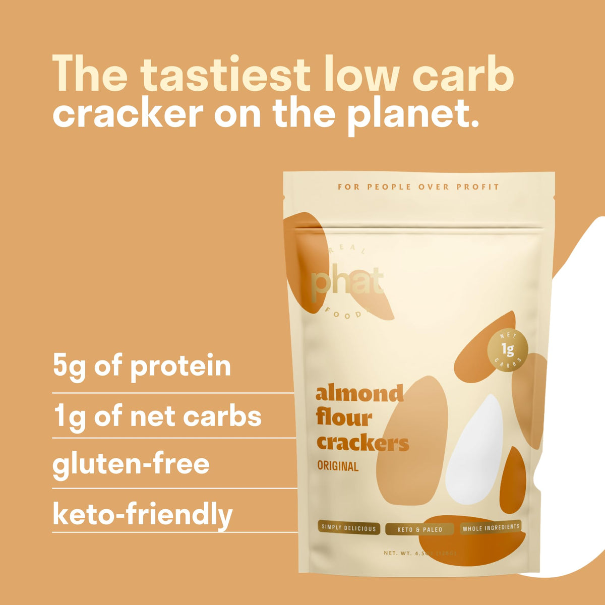 Real Phat Foods Almond Flour Crackers – Low Carb, Gluten-Free Keto Crackers, 3-Pack (Original, Rosemary, Pepper)