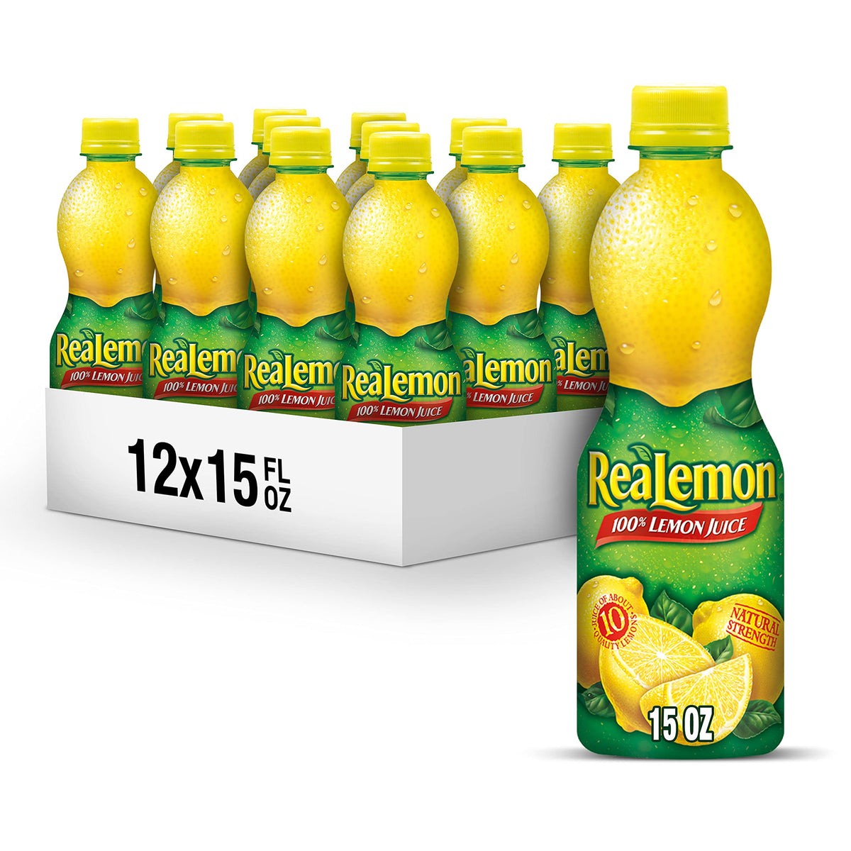 ReaLemon 100% Lemon Juice from Concentrate – 15 fl oz Bottle (Pack of 12) | Gluten-Free, Sodium-Free, Ideal for Cocktails & Marinades