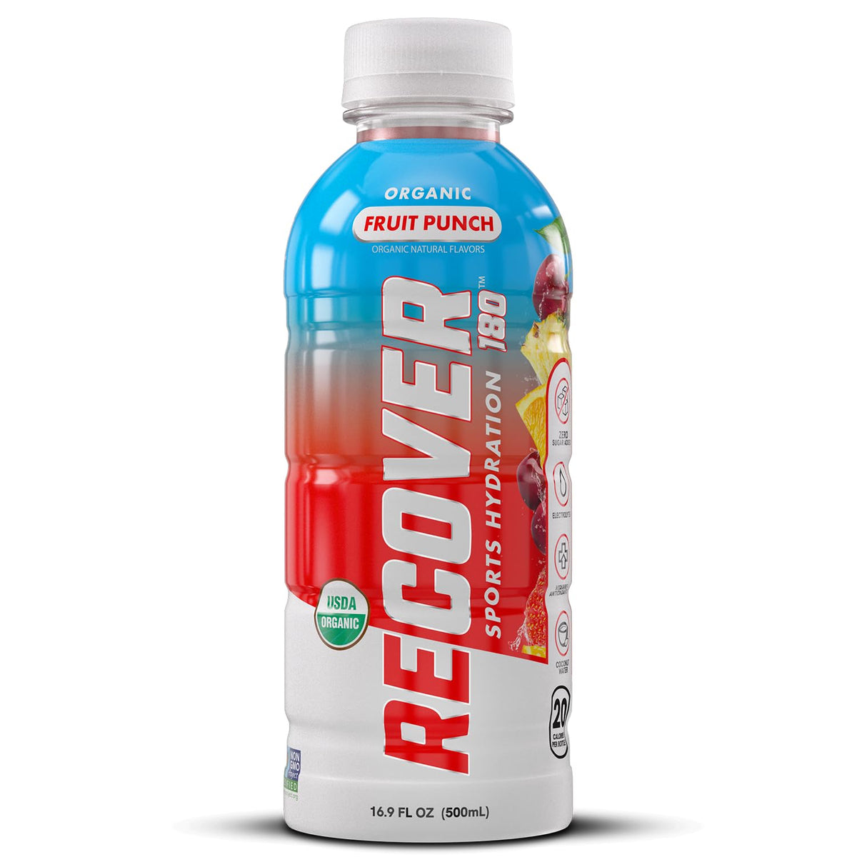 RECOVER 180 Organic Sports Hydration Drink – No Sugar Added, 20 Cal, Potassium Electrolytes (16.9 oz x12, Variety Pack)