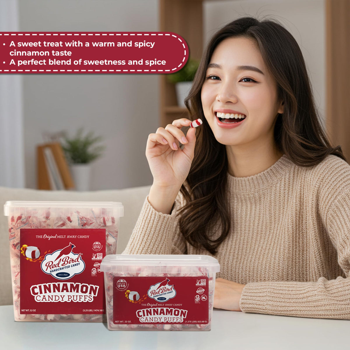 Red Bird Cinnamon Candy – Gluten Free Breath Mints, Individually Wrapped, 52 oz