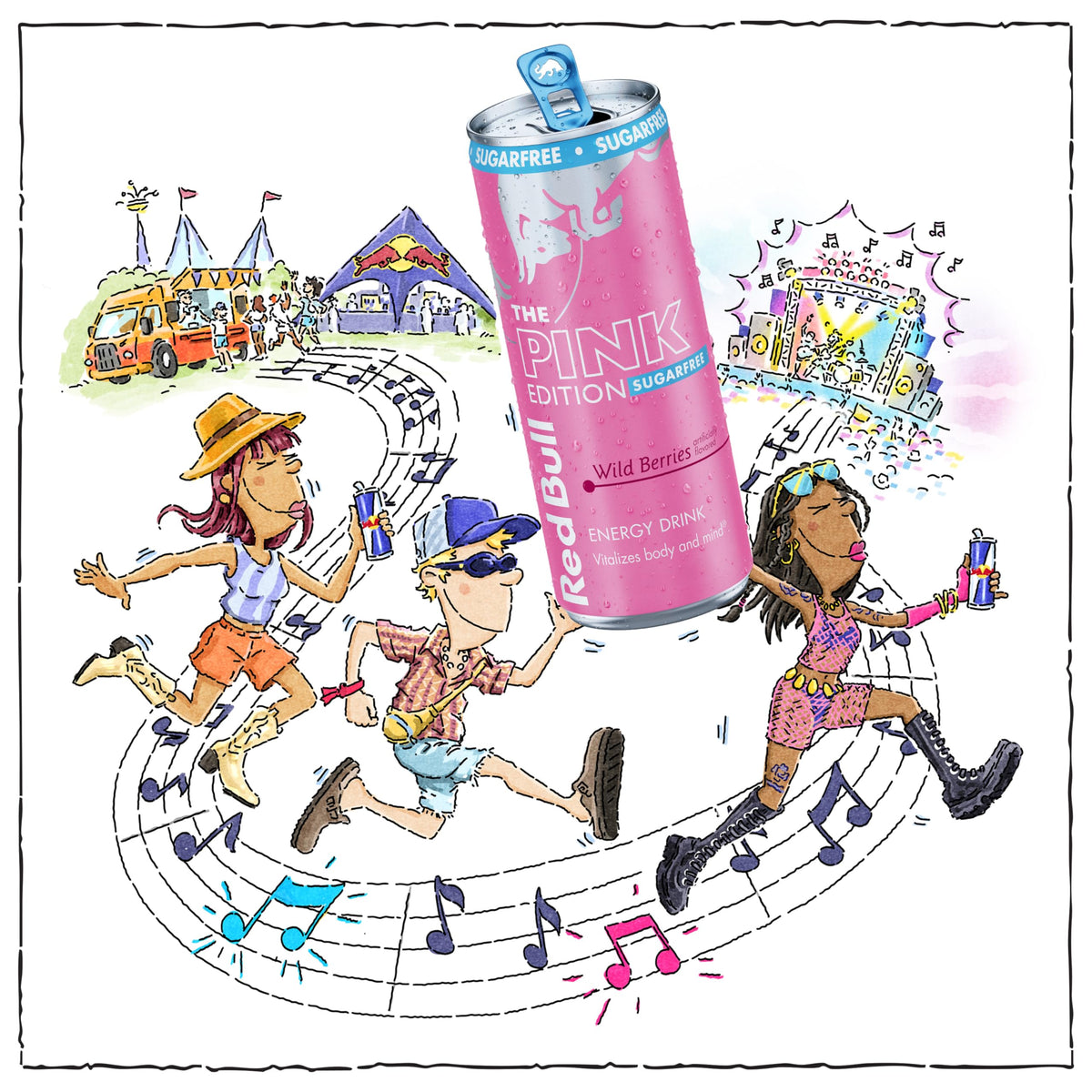 Red Bull Pink Edition Sugar-Free Energy Drink – Wild Berries, 80 mg Caffeine, Taurine & B Vitamins, Pack of 24