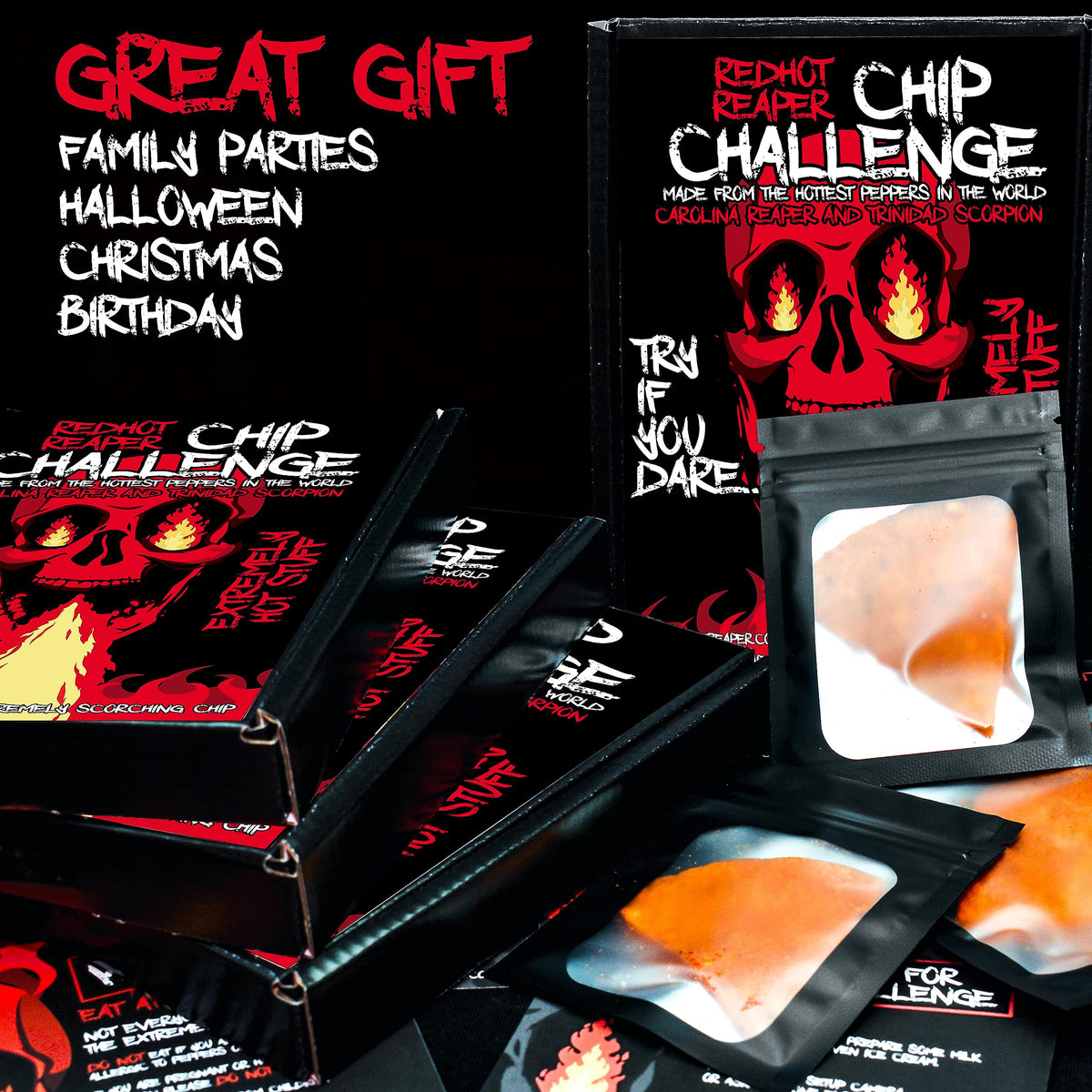 Red Hot Reaper 2-Pack Chip Challenge – Hottest Carolina Reaper Snack