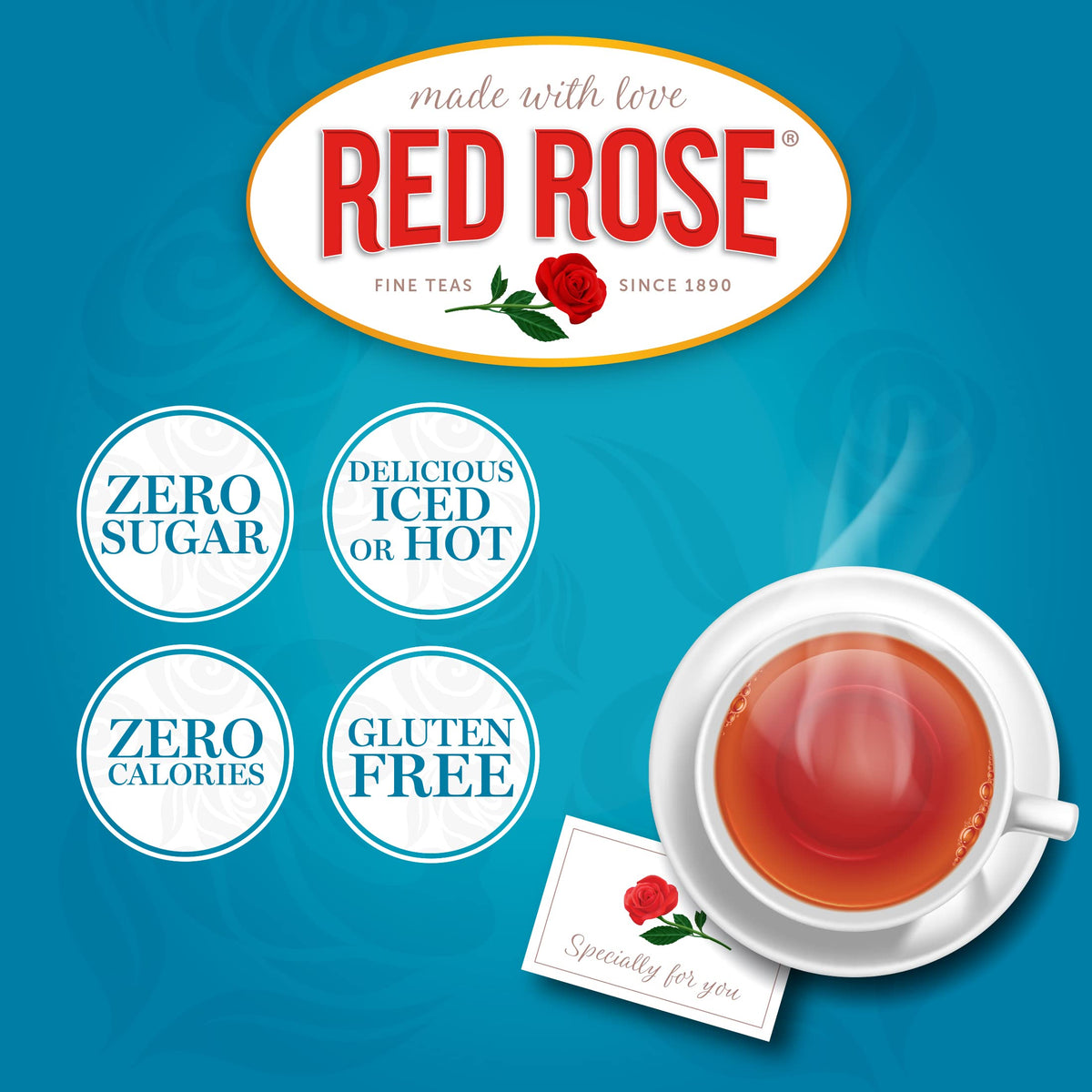 Red Rose Naturally Decaffeinated Black Tea – Smooth Decaf in Bulk, 6-Pack of 48 Bags (Gluten-Free)