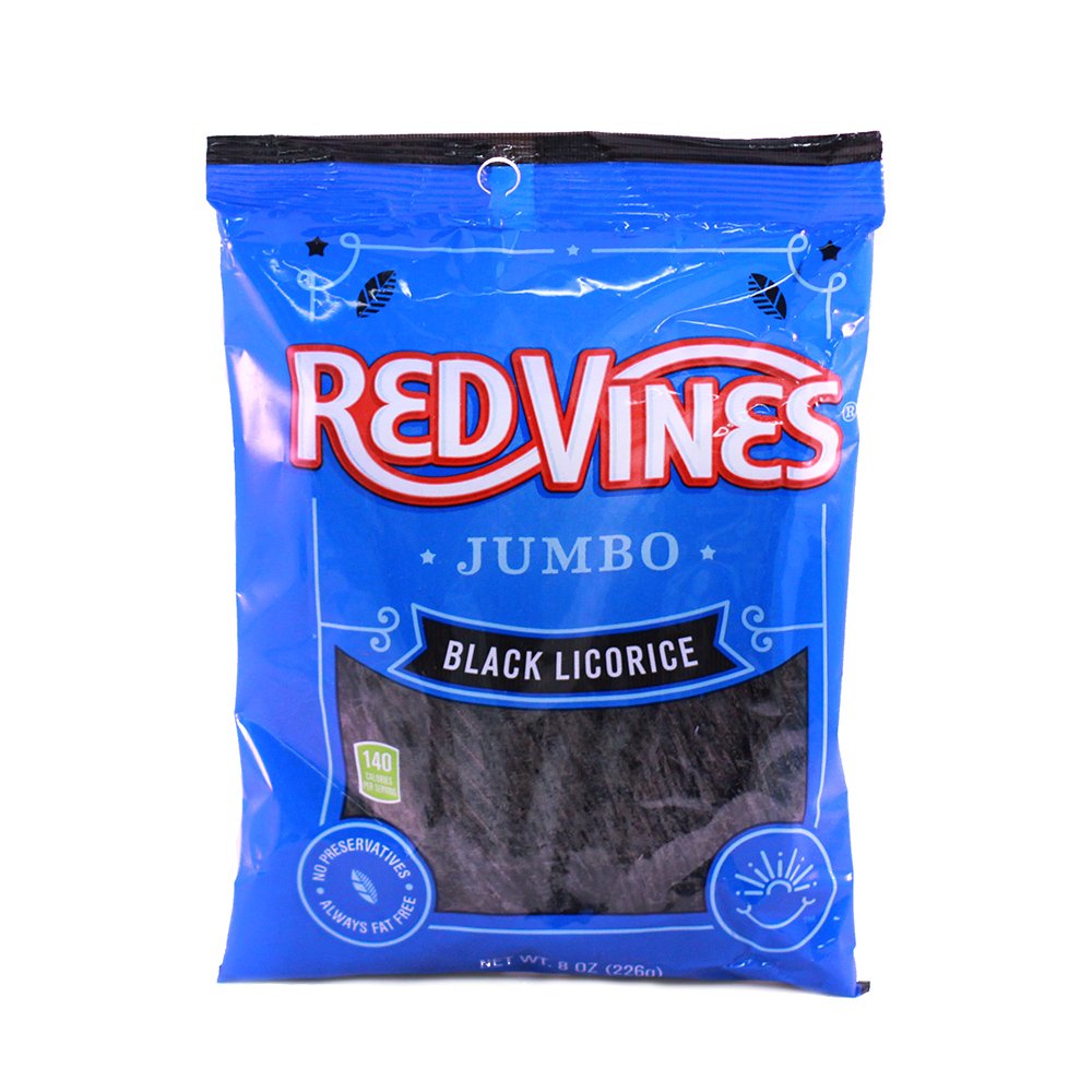 Red Vines Black Jumbo Licorice Twists 8oz Bag (12 Pack) – Fat-Free, Preservative-Free, Kosher