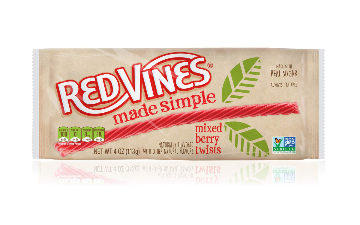 Red Vines Made Simple Licorice – Mixed Berry Twists, 4oz Tray (12 Pack)