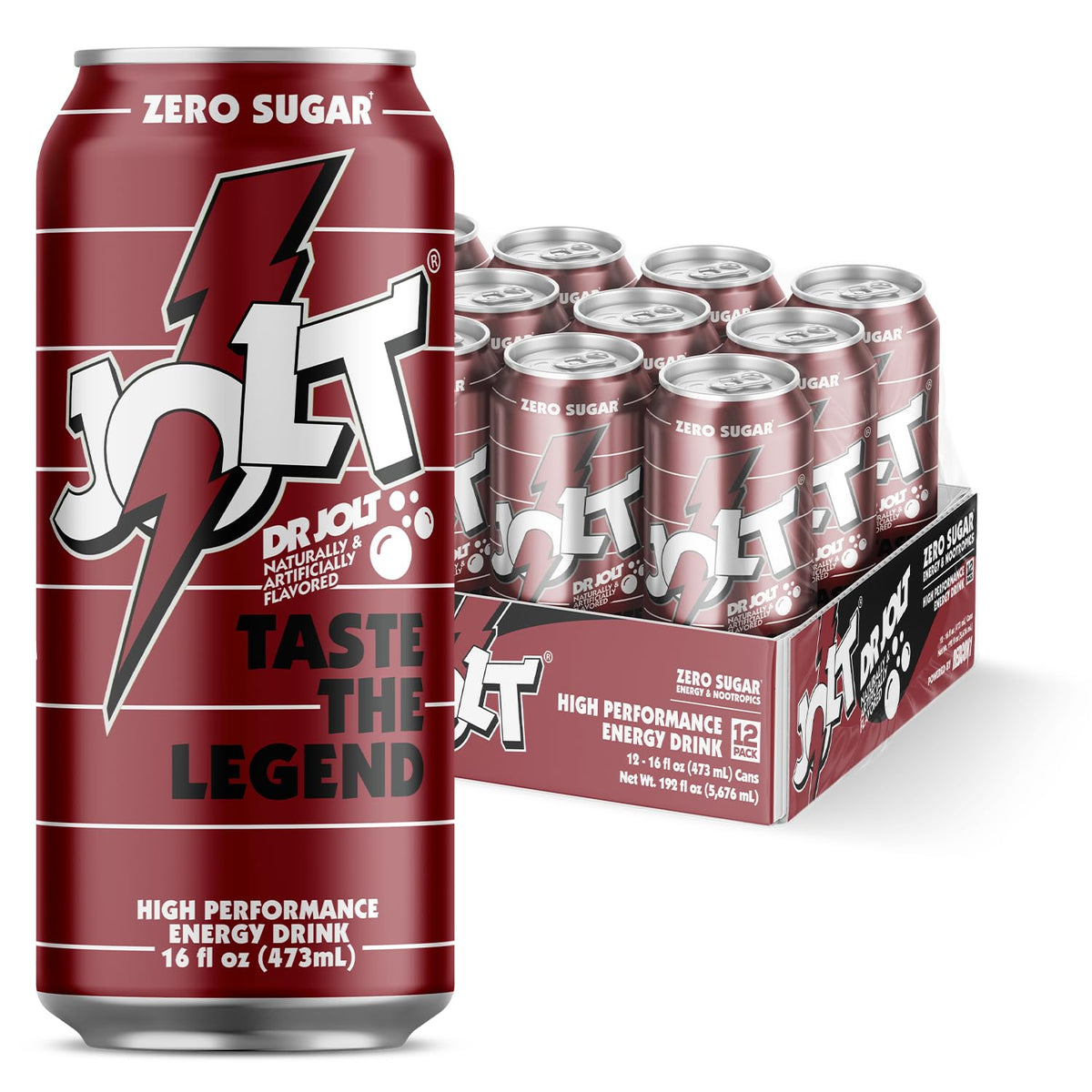Dr. Jolt Energy Drink by REDCON1 – 200mg Caffeine, L-Carnitine & Alpha GPC Nootropics – 16 fl oz (12 cans)