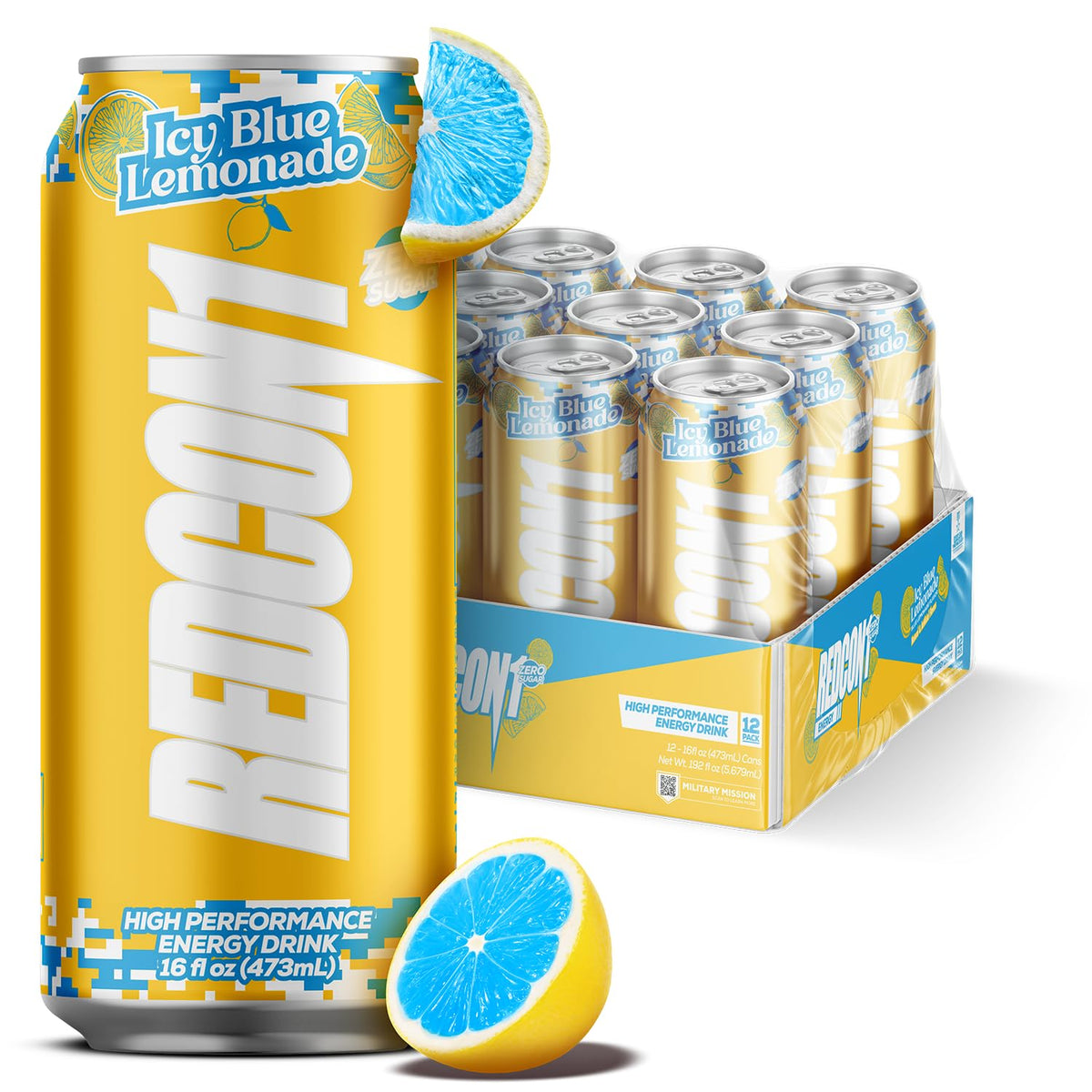REDCON1 Energy Drink – Icy Blue Lemonade, 12 Count
