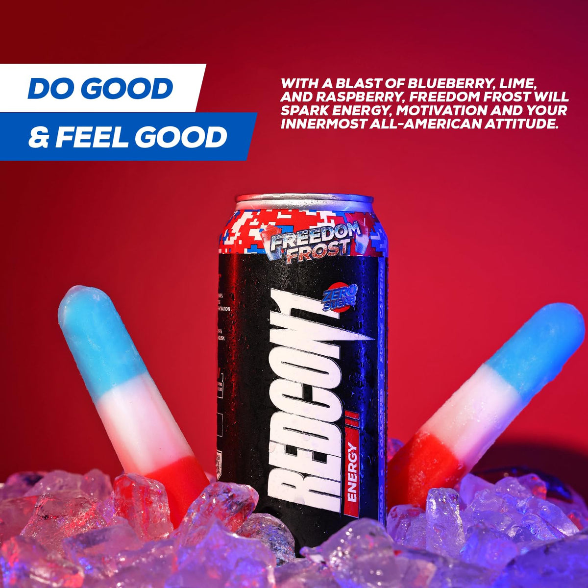 REDCON1 Energy Freedom Frost – Zero Sugar High-Performance Drink with Alpha GPC (12 ct)