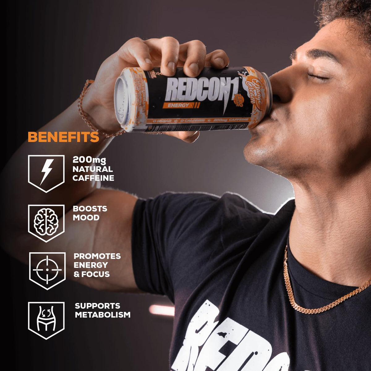 REDCON1 Energy Orange Cream – Zero Sugar High-Performance Drink with Alpha GPC Nootropic & 200mg Caffeine | 12 Ct