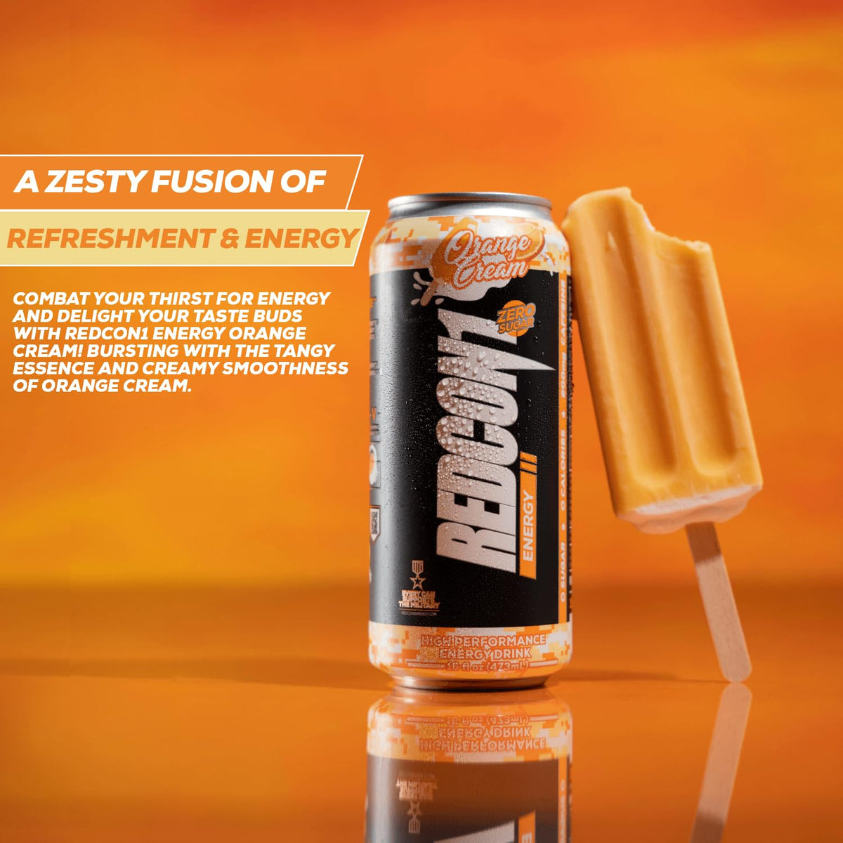 REDCON1 Energy Orange Cream – Zero Sugar High-Performance Drink with Alpha GPC Nootropic & 200mg Caffeine | 12 Ct