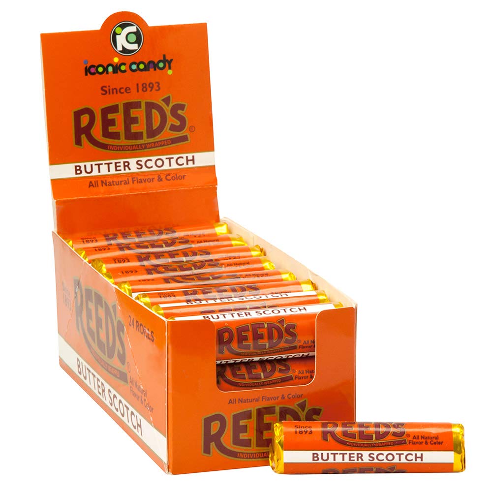 Reed's Butterscotch Candy Rolls – 24 Count Box | Classic American Hard Candy