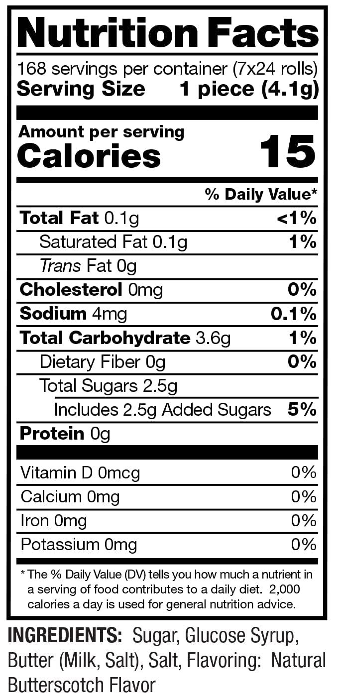 Reed's Butterscotch Candy Rolls – 24 Count Box | Classic American Hard Candy