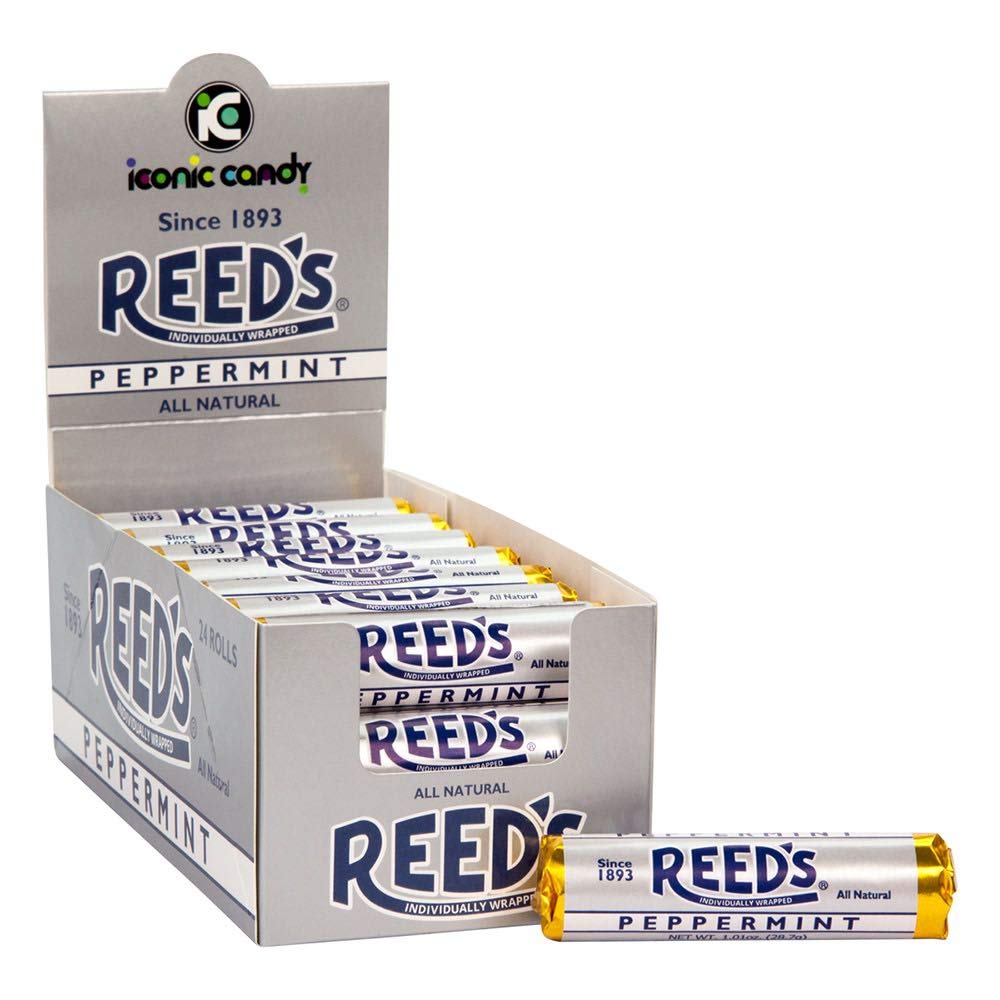 Reed’s Peppermint Candy Rolls | Traditional Peppermint Hard Candy – 24 Count